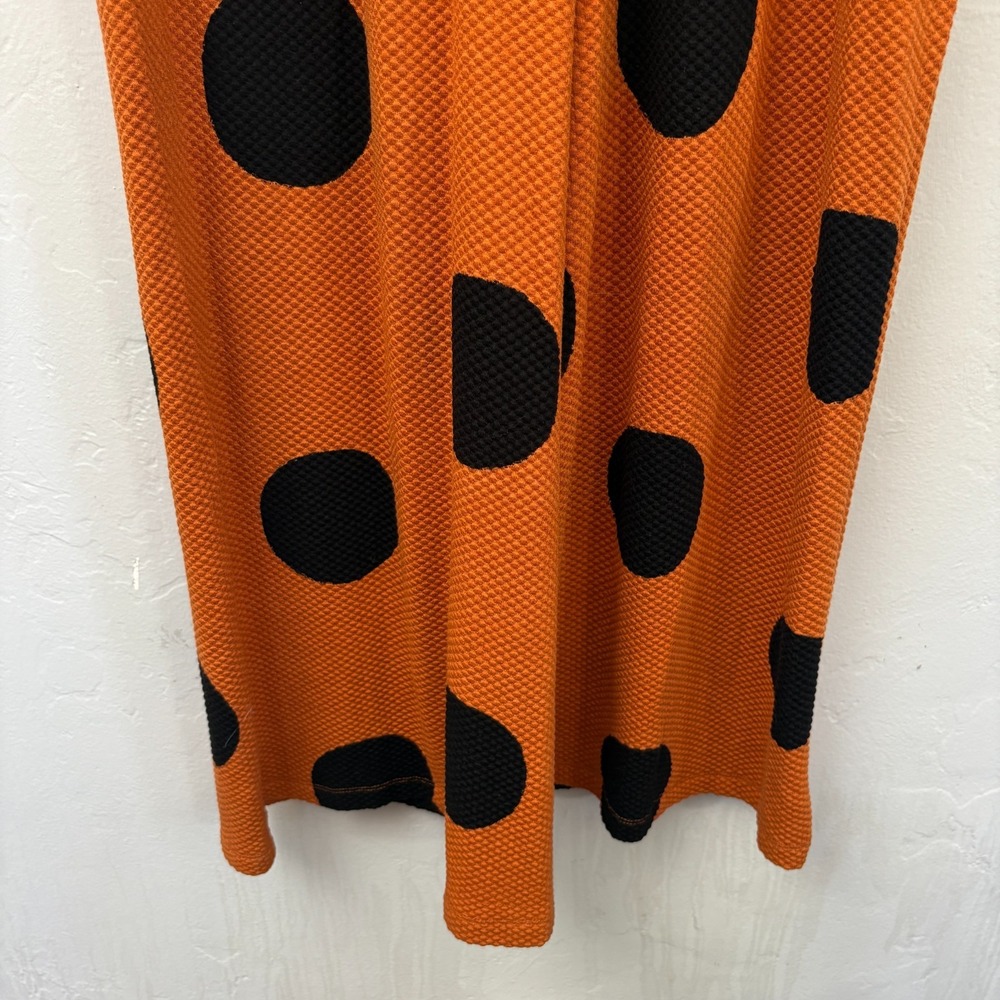 Farm Rio Anthropologie Polka Dot Wide Leg Jumpsuit Medium Orange Black New FLAW - Picture 13 of 16